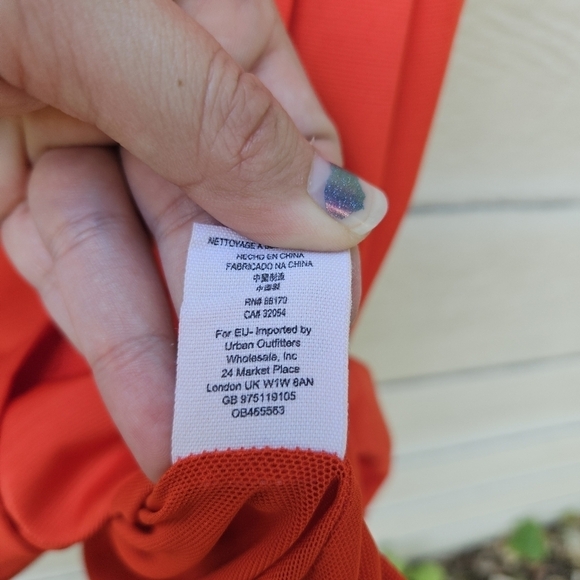 Free People orange deep v mini dress with pockets size 8 - Picture 8 of 9